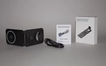 Складная беспроводная (15W) зарядная станция "Slap" с MagSafe, черный, фото 9