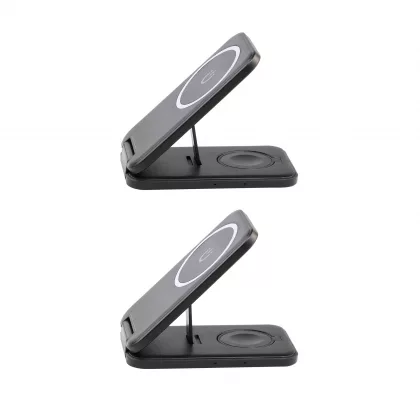 Складная беспроводная (15W) зарядная станция "Slap" с MagSafe, черный, фото 7