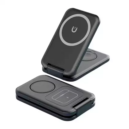 Складная беспроводная (15W) зарядная станция "Slap" с MagSafe, черный, фото 1