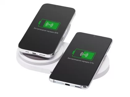 Складная зарядная станция с беспроводной зарядкой «Flashport», 15 Вт, белый (Р), фото 4