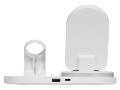 Складная зарядная станция с беспроводной зарядкой «Flashport», 15 Вт, белый (Р), фото 8