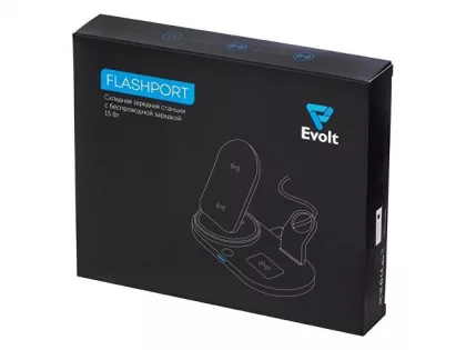 Складная зарядная станция с беспроводной зарядкой «Flashport», 15 Вт, белый (Р), фото 15