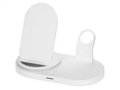 Складная зарядная станция с беспроводной зарядкой «Flashport», 15 Вт, белый (Р), фото 1