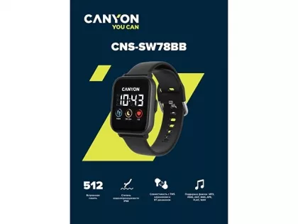 Смарт-часы со встроенным плеером Canyon SaltSW-78, черный (Р), фото 5