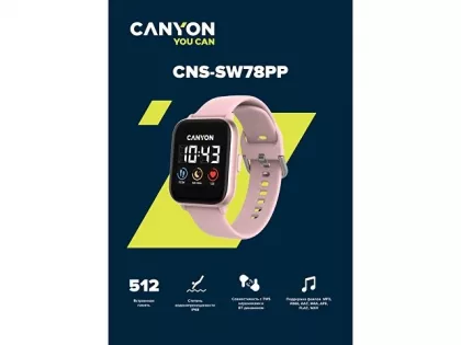 Смарт-часы со встроенным плеером Canyon SaltSW-78, розовый (Р), фото 5
