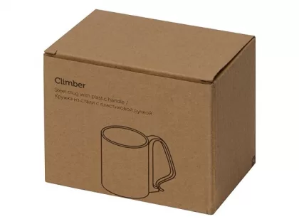 Стальная кружка Climber с пластиковой ручкой, серебристый/белый, фото 6