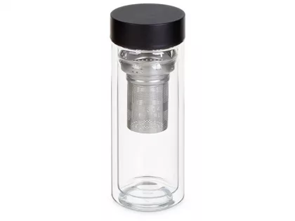 Стеклянная термобутылка "Glassir", 500мл, черный, фото 1