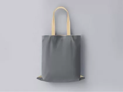 Сумка для шопинга Twin двухцветная из хлопка, 180 г/м2, серый/натуральный