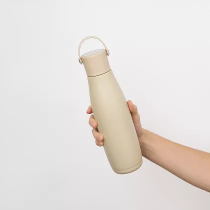 Термобутылка вакуумная герметичная Боска (Bosca), бежевая, фото 12