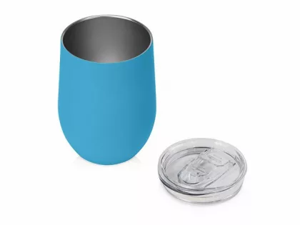Термокружка Sense Gum, soft-touch, непротекаемая крышка, 370мл, крафтовая упаковка, голубой, фото 3