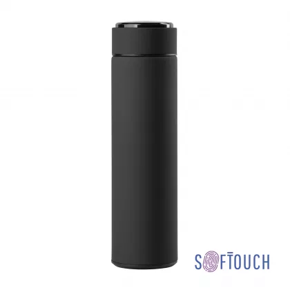Термос "Бостон next" 500 мл с индикацией температуры, soft touch, сменная батарейка, черный, фото 1