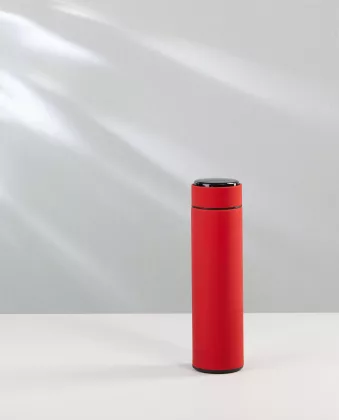 Термос "Бостон next" 500 мл с индикацией температуры, soft touch, сменная батарейка, красный, фото 2