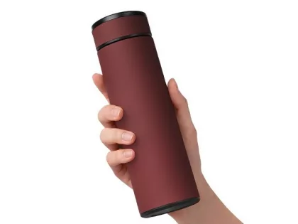Термос «Confident» с покрытием soft-touch 420мл, бургунди, фото 6