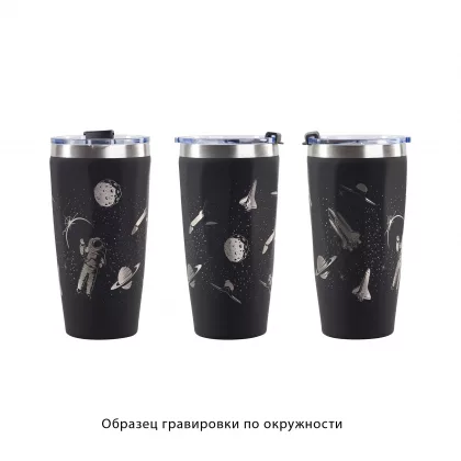 Термостакан "Calypso_Космос" 500 мл, покрытие soft touch, черный, фото 2
