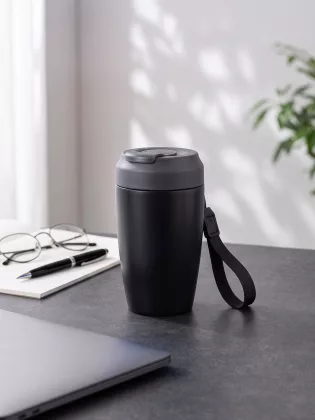 Термостакан "Клик" 380 мл с кнопкой, черный, фото 3