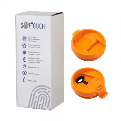 Термостакан "Монтана" 400 мл, покрытие soft touch, оранжевый, фото 5