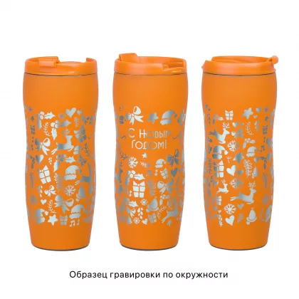 Термостакан "Монтана" 400 мл, покрытие soft touch, оранжевый, фото 3