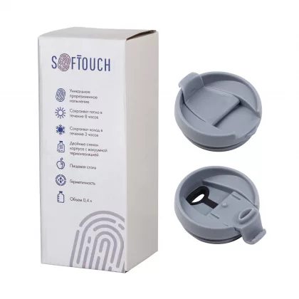 Термостакан "Монтана" 400 мл, покрытие soft touch, серый, фото 6