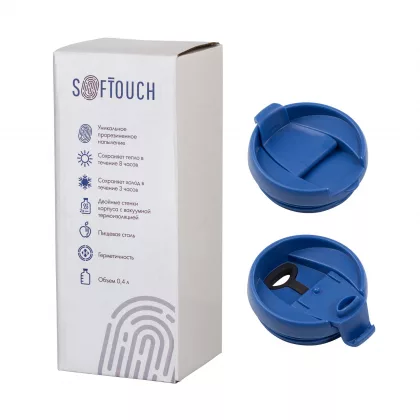 Термостакан "Монтана" 400 мл, покрытие soft touch, синий, фото 5