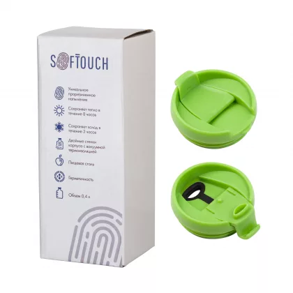 Термостакан "Монтана" 400 мл, покрытие soft touch, зеленое яблоко, фото 4