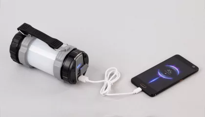 Туристический led-фонарь "Campus" с аккумулятором 4000 mAh , черный с серым, фото 3