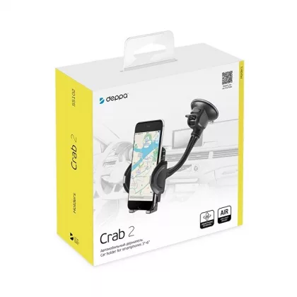 Универсальный держатель Crab 2 для смартфонов, гибкая штанга, черный, Deppa, фото 6