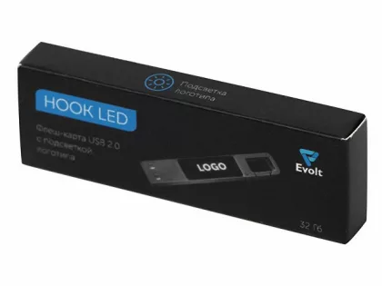 USB 2.0- флешка на 32 Гб c подсветкой логотипа «Hook LED», темно-серый, белая подсветка, фото 10