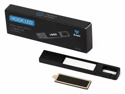 USB 2.0- флешка на 32 Гб c подсветкой логотипа «Hook LED», темно-серый, белая подсветка, фото 9