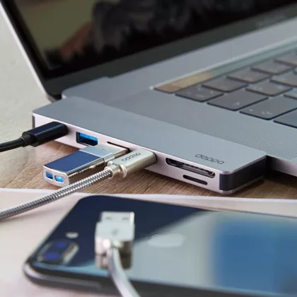 USB-C адаптер для MacBook 7-в-1, серебро, Deppa, фото 4