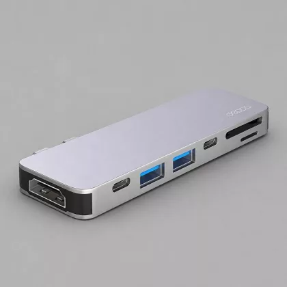 USB-C адаптер для MacBook 7-в-1, серебро, Deppa, фото 1