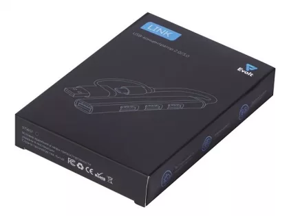 USB-хаб «Link» с коннектором 2-в-1 USB-C и USB-A, 2.0/3.0, черный, фото 6
