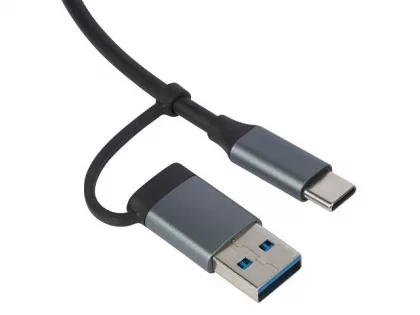 USB-хаб «Link» с коннектором 2-в-1 USB-C и USB-A, 2.0/3.0, серый, фото 3