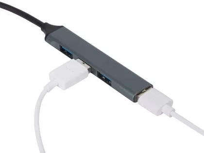 USB-хаб «Link» с коннектором 2-в-1 USB-C и USB-A, 2.0/3.0, серый, фото 5