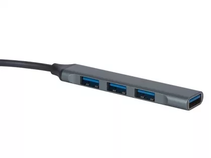 USB-хаб «Link» с коннектором 2-в-1 USB-C и USB-A, 2.0/3.0, серый, фото 2
