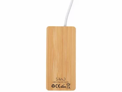 USB хаб с подсветкой лого «Reedia S5», 3*USB, 1*Type C, бамбук, черный, фото 5