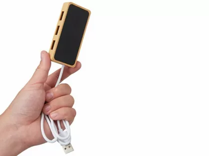 USB хаб с подсветкой лого «Reedia S5», 3*USB, 1*Type C, бамбук, черный, фото 8