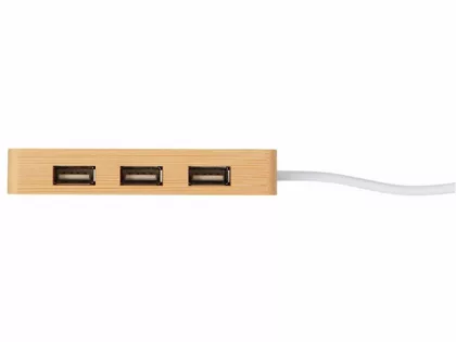 USB хаб с подсветкой лого «Reedia S5», 3*USB, 1*Type C, бамбук, черный, фото 6