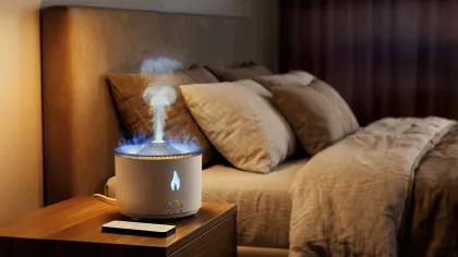 Увлажнитель воздуха "Smart Volcano"с пультом ДУ,  функцией ароматерапии и интерьерной подсветкой , белый с черным, фото 3