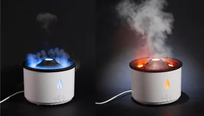 Увлажнитель воздуха "Smart Volcano"с пультом ДУ,  функцией ароматерапии и интерьерной подсветкой , белый с черным, фото 4