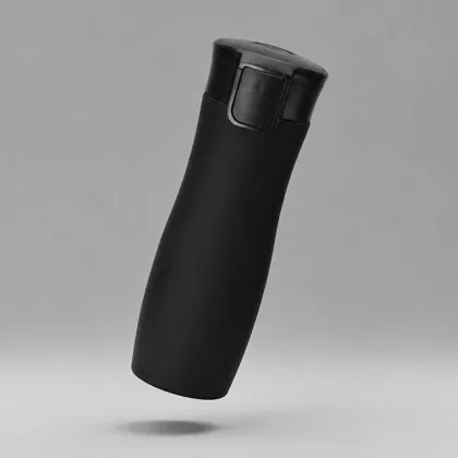Вакуумная термокружка с кнопкой Streamline, Waterline, soft-touch, черный