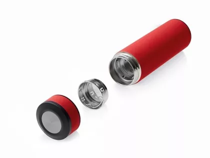 Вакуумный термос "Vacuum Flask C1", soft touch, 420мл, красный, фото 5