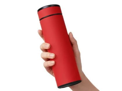 Вакуумный термос "Vacuum Flask C1", soft touch, 420мл, красный, фото 6