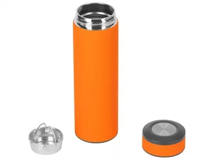 Вакуумный термос "Vacuum Flask C1", soft touch, 420мл, оранжевый, фото 3