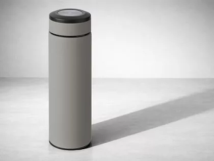 Вакуумный термос "Vacuum Flask C1", soft touch, 420мл, серый, фото 8