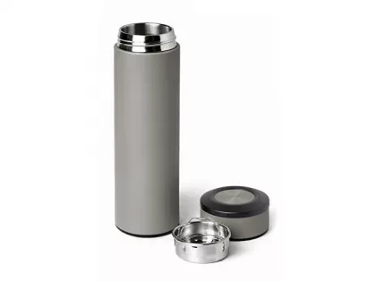 Вакуумный термос "Vacuum Flask C1", soft touch, 420мл, серый, фото 3