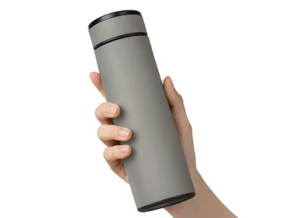 Вакуумный термос "Vacuum Flask C1", soft touch, 420мл, серый, фото 6
