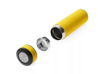 Вакуумный термос "Vacuum Flask C1", soft touch, 420мл, желтый, фото 5