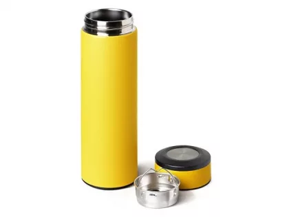 Вакуумный термос "Vacuum Flask C1", soft touch, 420мл, желтый, фото 3