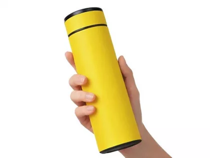 Вакуумный термос "Vacuum Flask C1", soft touch, 420мл, желтый, фото 6