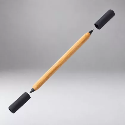 Вечный карандаш и ручка из бамбука "Black bamboo", натуральный и черный, фото 1